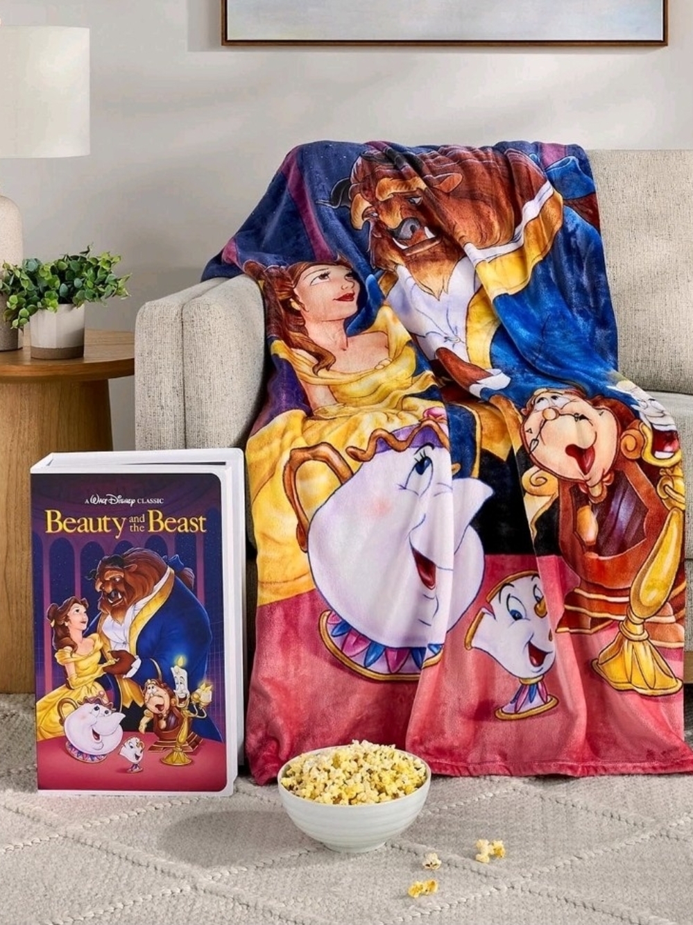 Disney Beauty and the Beast Plush Throw Blanket